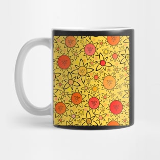 Flower Suns Warm on Yellow Repeat 5748 Mug